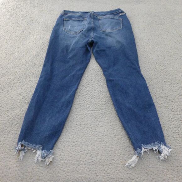 Kancan Jeans Womens XL High Rise Ankle Skinny Raw Hem Med Wash Blue Denim - Picture 2 of 11